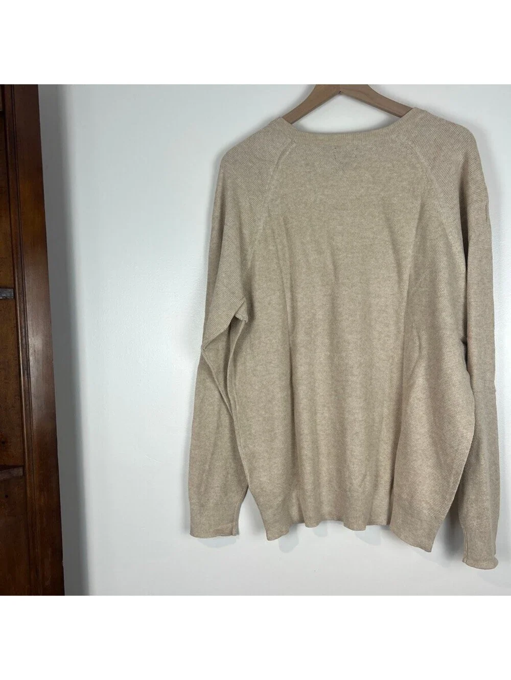 J.Crew NWT XL 100% Cotton Crewneck Sweater Beige Tan Raglan Lightweight